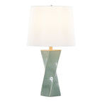 Curvo Square 27" Ceramic Table Lamp - Sage Green Ceramic, White Linen