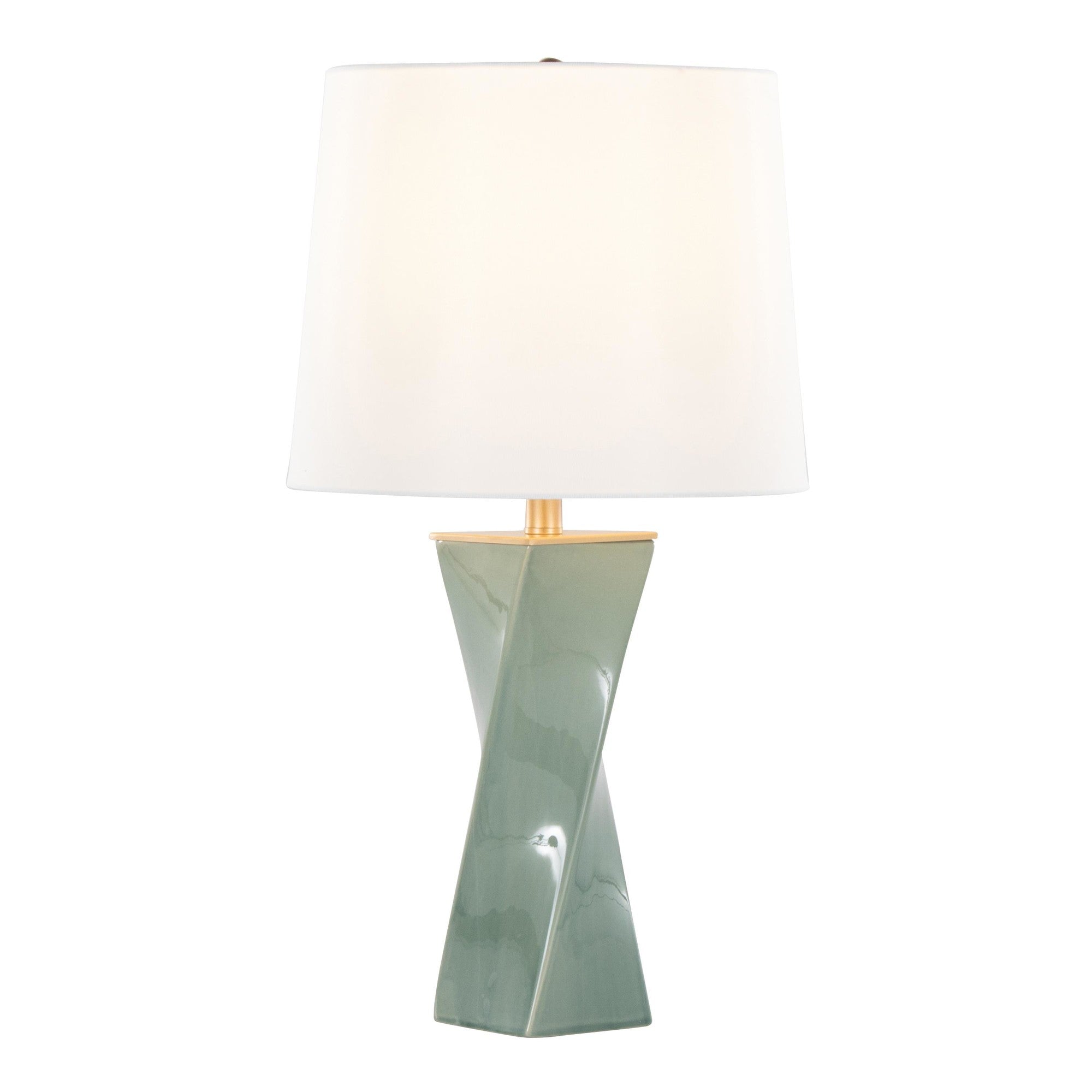 Curvo Square 27" Ceramic Table Lamp - Sage Green Ceramic, White Linen