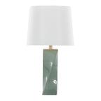 Curvo Square 27" Ceramic Table Lamp - Sage Green Ceramic, White Linen