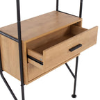 Lean Bookcase - Black Metal, Brown Wood