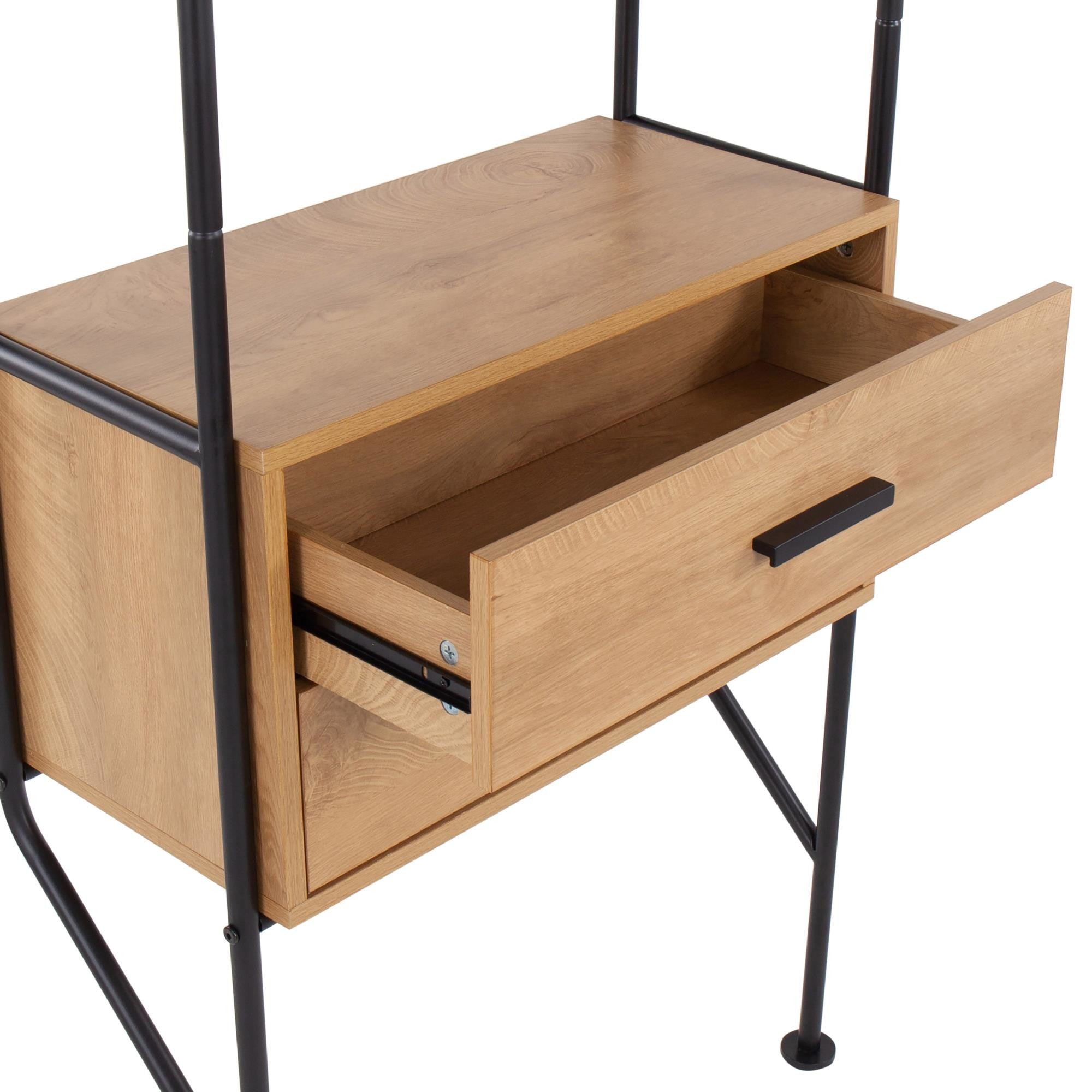 Lean Bookcase - Black Metal, Brown Wood
