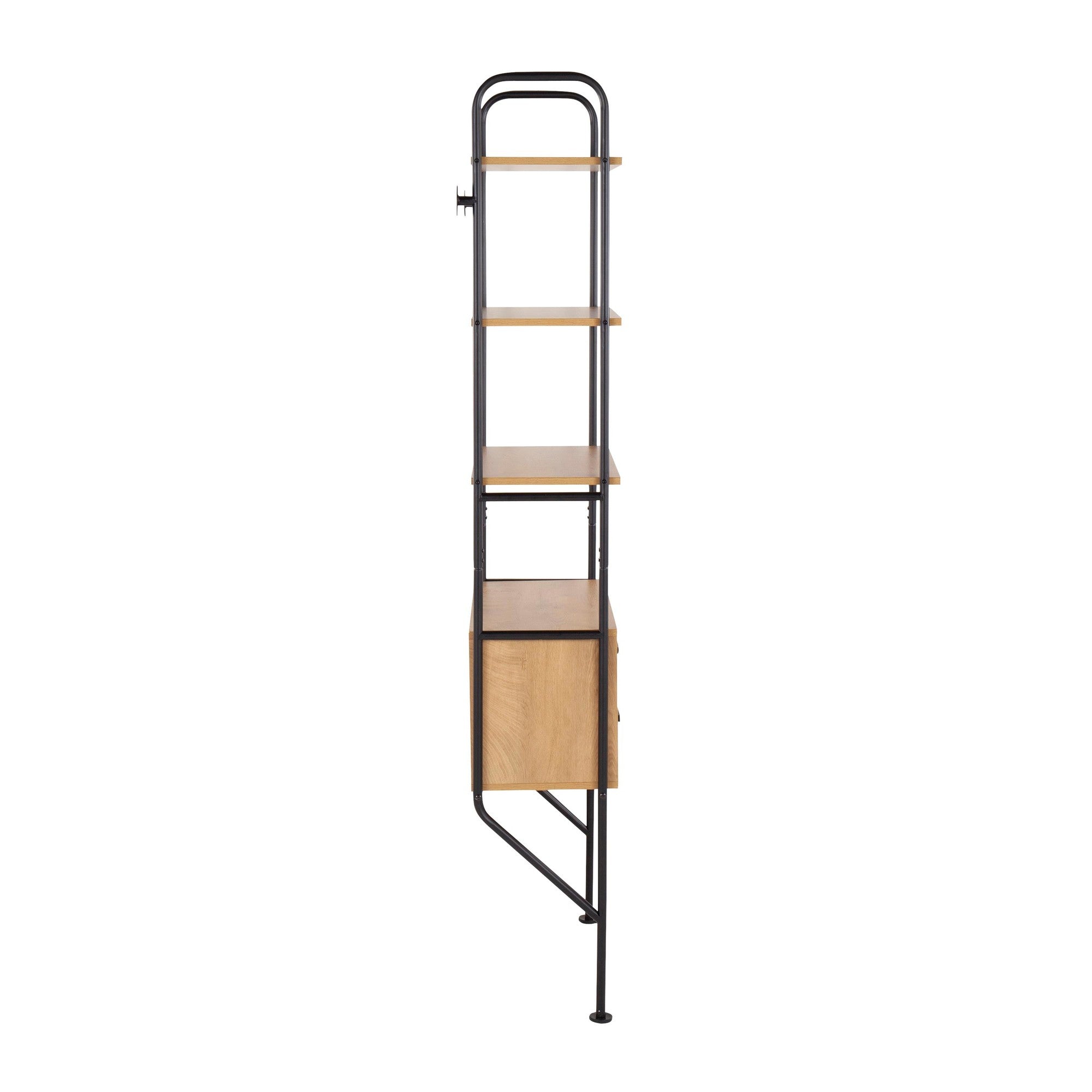 Lean Bookcase - Black Metal, Brown Wood