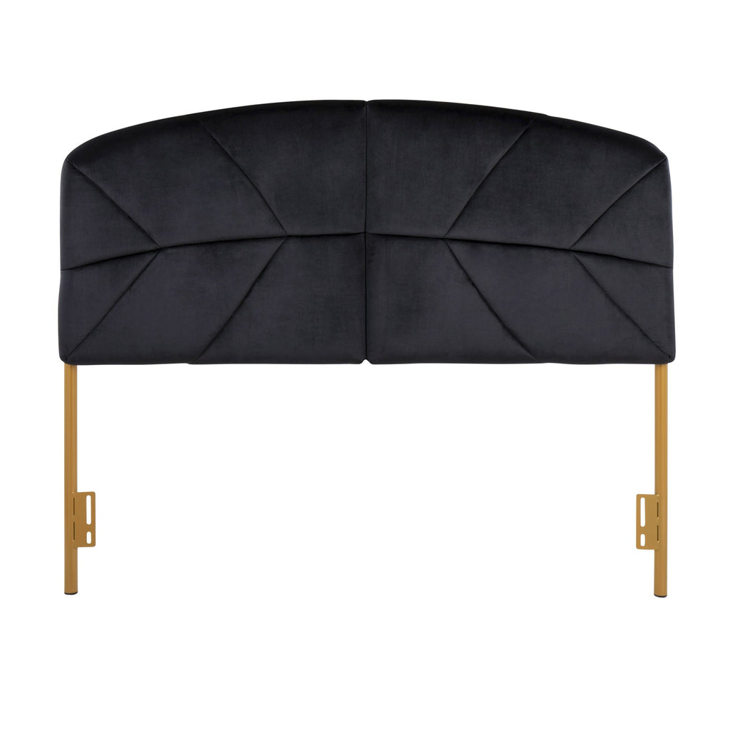 Lindsey Headboard - Gold Steel, Black Velvet