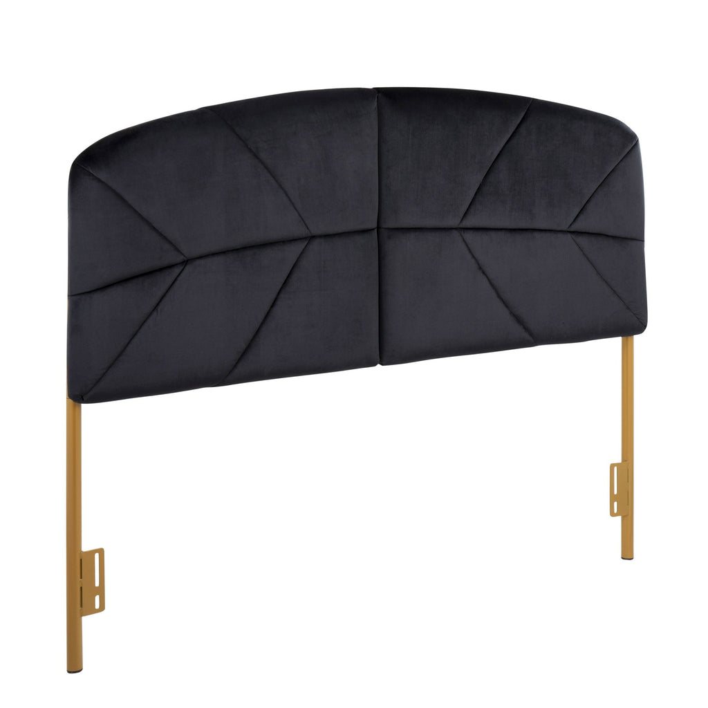 Lindsey Headboard - Gold Steel, Black Velvet