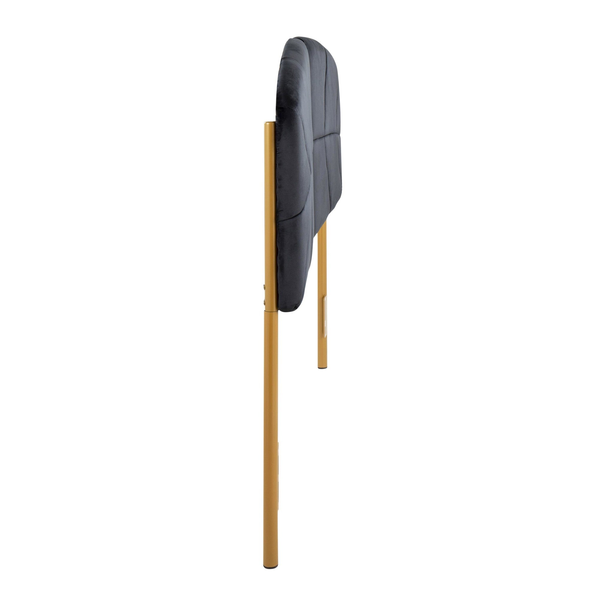 Lindsey Headboard - Gold Steel, Black Velvet