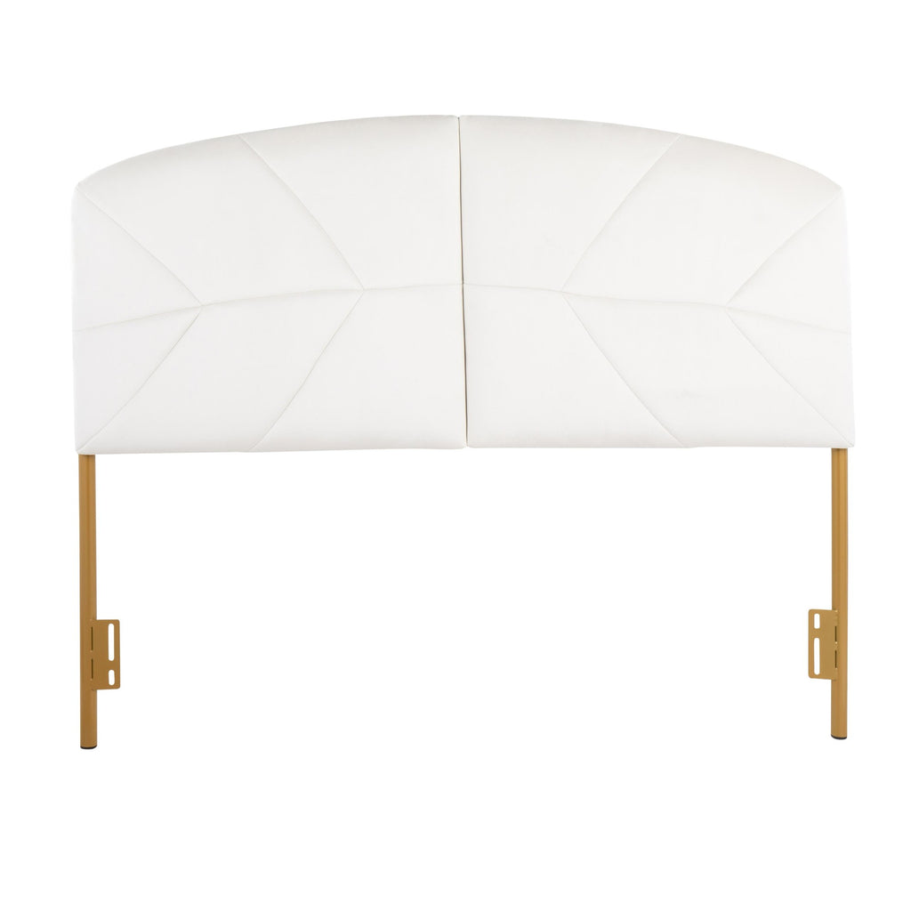 Lindsey Headboard - Gold Steel, Cream Velvet
