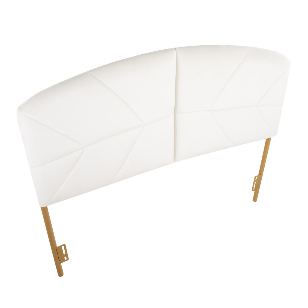Lindsey Headboard - Gold Steel, Cream Velvet