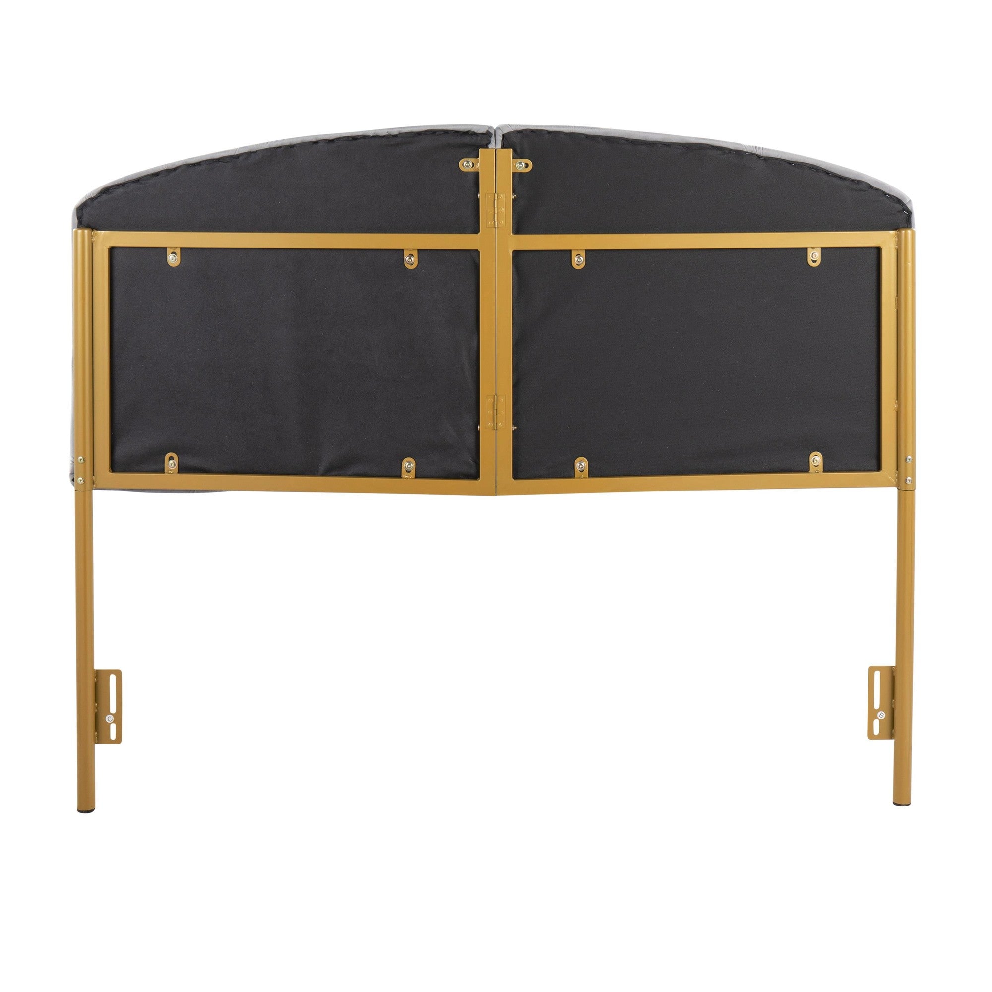 Lindsey Headboard - Gold Steel, Grey Velvet