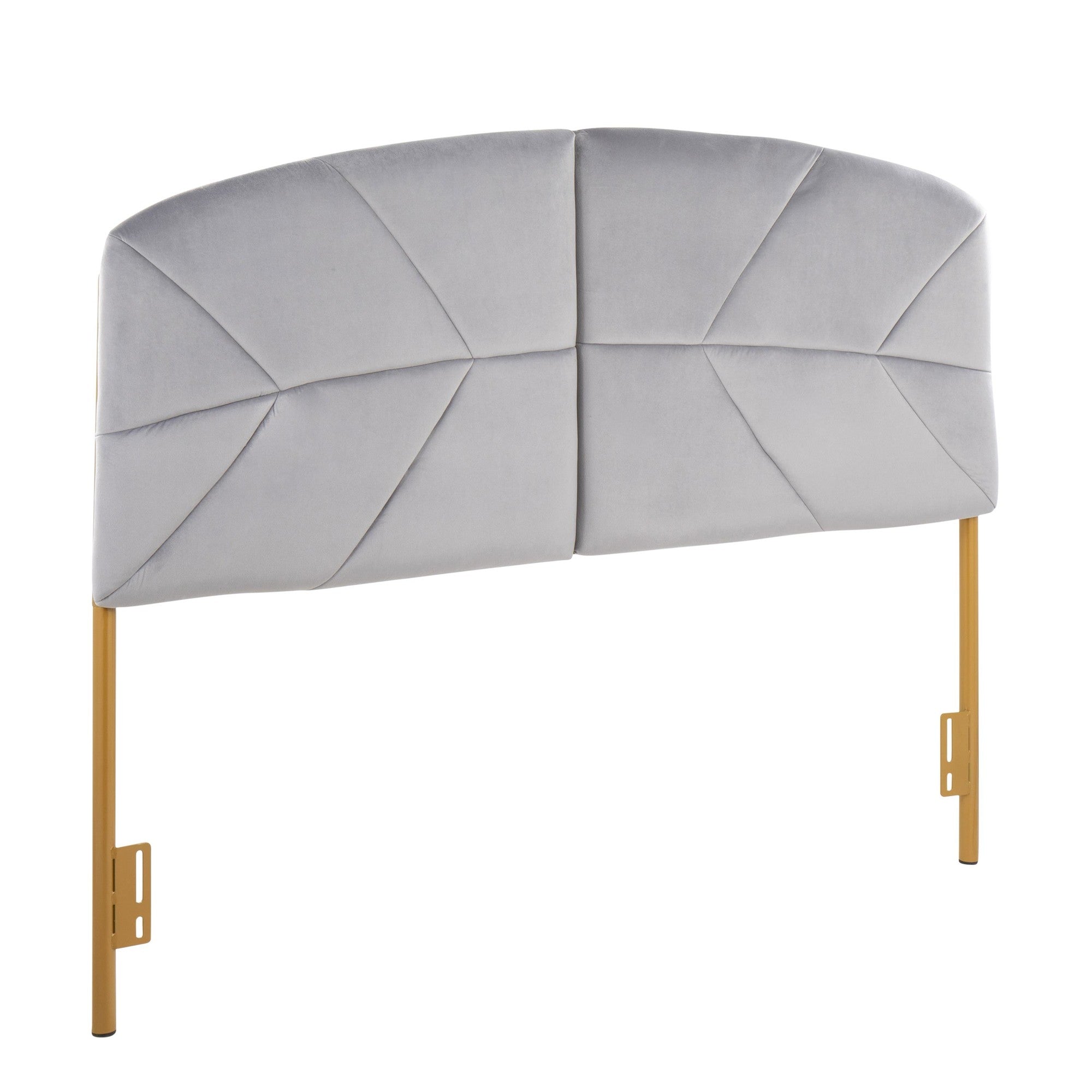 Lindsey Headboard - Gold Steel, Grey Velvet