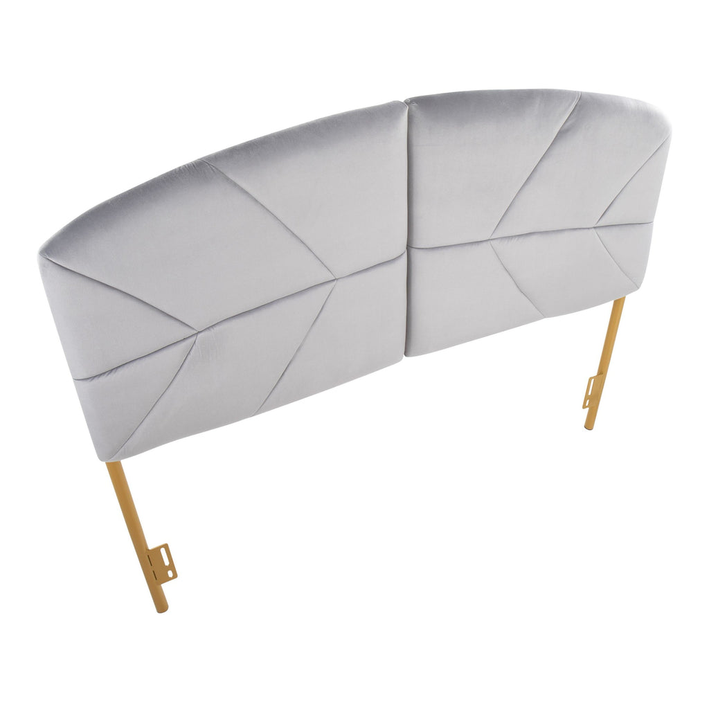 Lindsey Headboard - Gold Steel, Grey Velvet