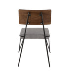 Loft Chair - Set of 2 - Black Metal, Grey Fabric, Walnut Wood