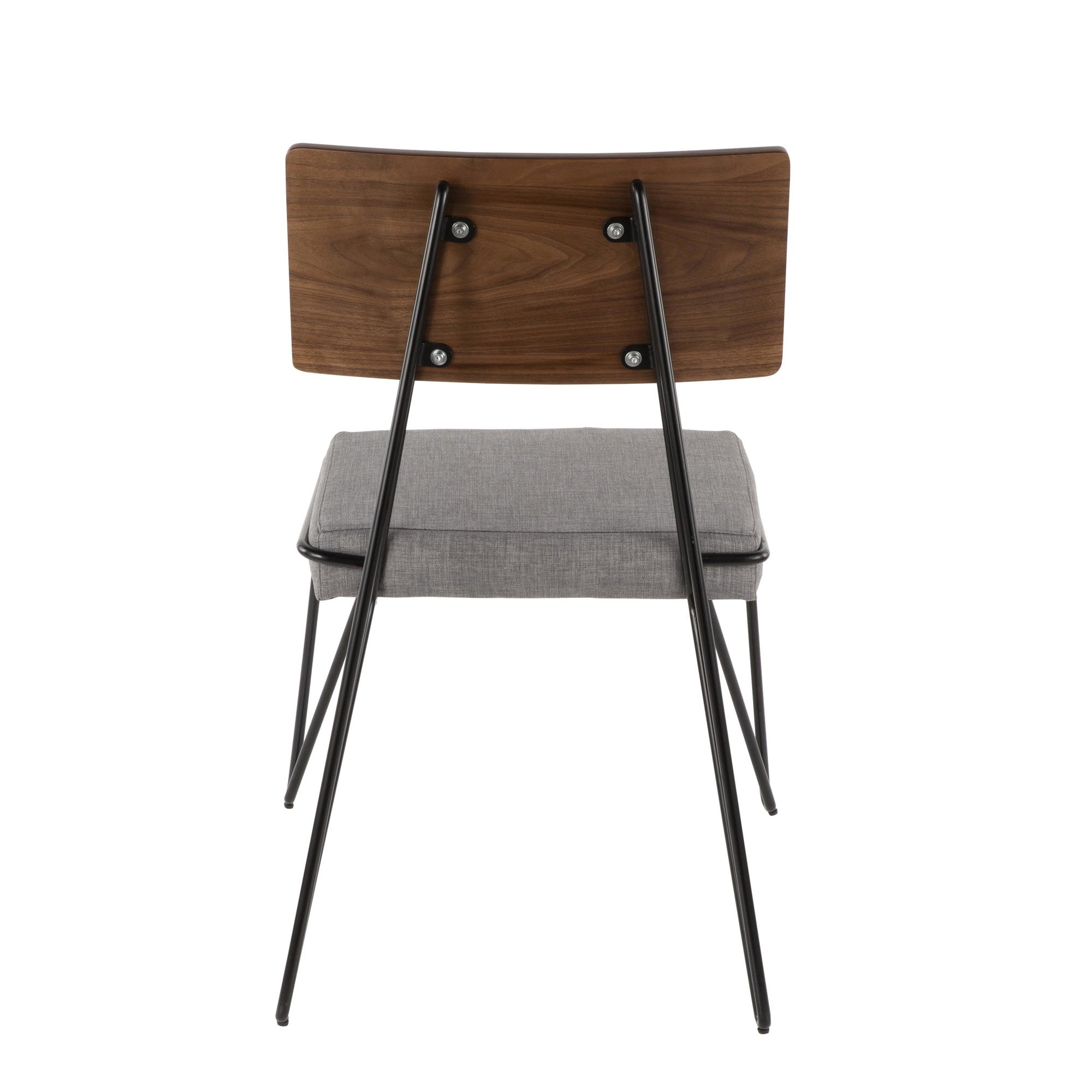 Loft Chair - Set of 2 - Black Metal, Grey Fabric, Walnut Wood