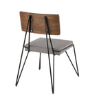 Loft Chair - Set of 2 - Black Metal, Grey Fabric, Walnut Wood