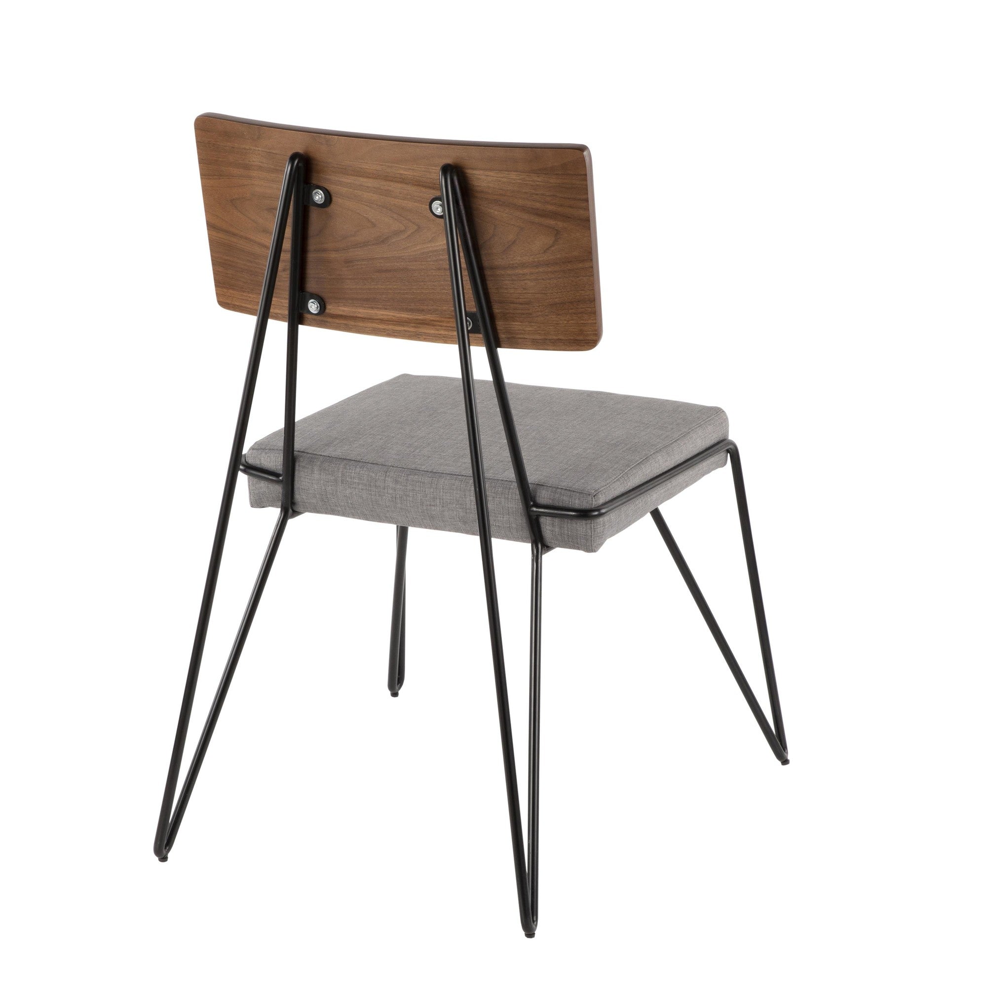 Loft Chair - Set of 2 - Black Metal, Grey Fabric, Walnut Wood
