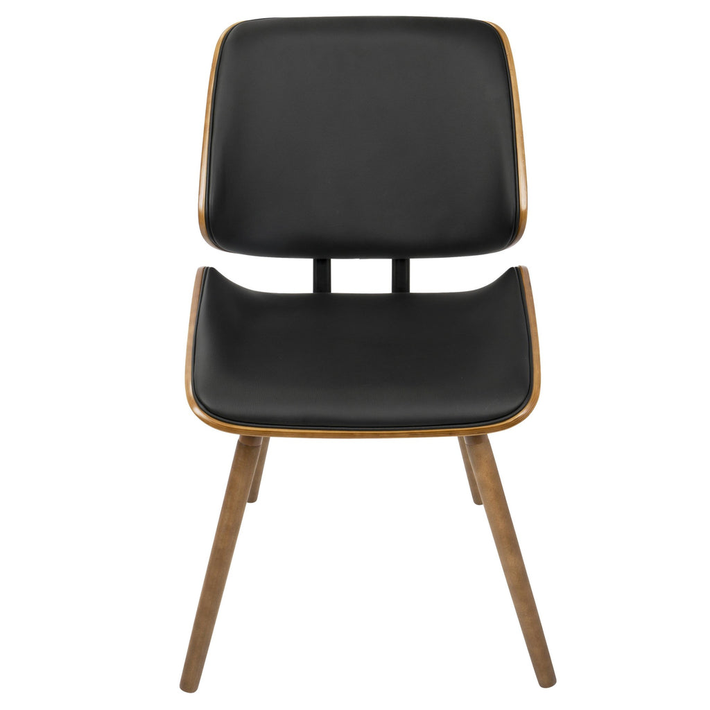 Lombardi Chair - Set of 2 - Walnut Wood, Black PU