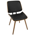 Lombardi Chair - Set of 2 - Walnut Wood, Black PU