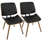 Lombardi Chair - Set of 2 - Walnut Wood, Black PU