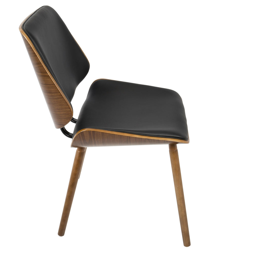 Lombardi Chair - Set of 2 - Walnut Wood, Black PU