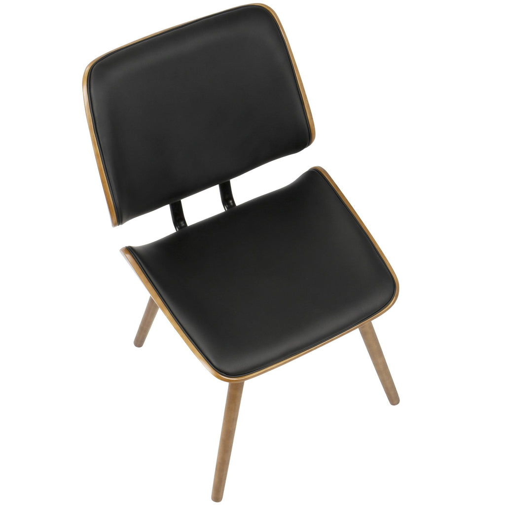 Lombardi Chair - Set of 2 - Walnut Wood, Black PU