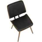 Lombardi Chair - Set of 2 - Walnut Wood, Black PU