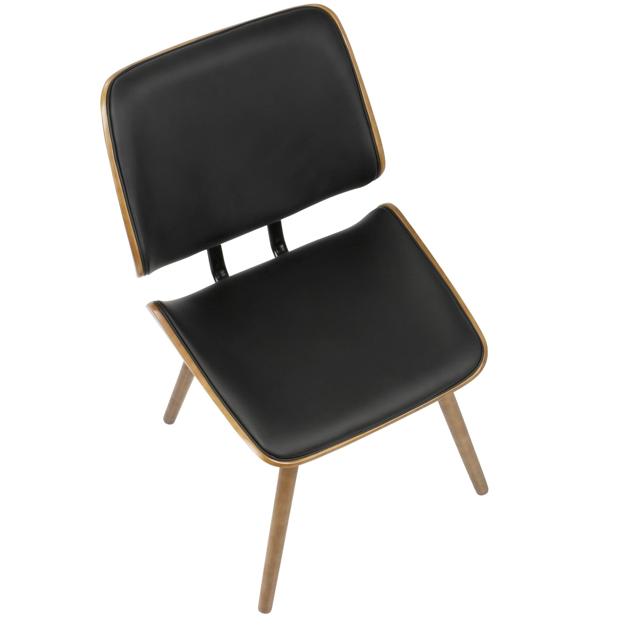 Lombardi Chair - Set of 2 - Walnut Wood, Black PU