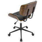 Lombardi Office Chair - Black Metal, Walnut Wood, Black PU