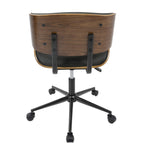 Lombardi Office Chair - Black Metal, Walnut Wood, Black PU