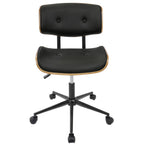 Lombardi Office Chair - Black Metal, Walnut Wood, Black PU