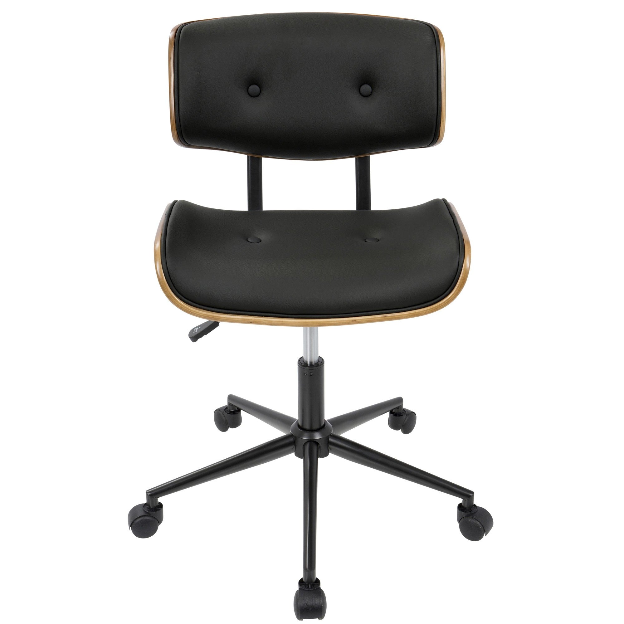 Lombardi Office Chair - Black Metal, Walnut Wood, Black PU