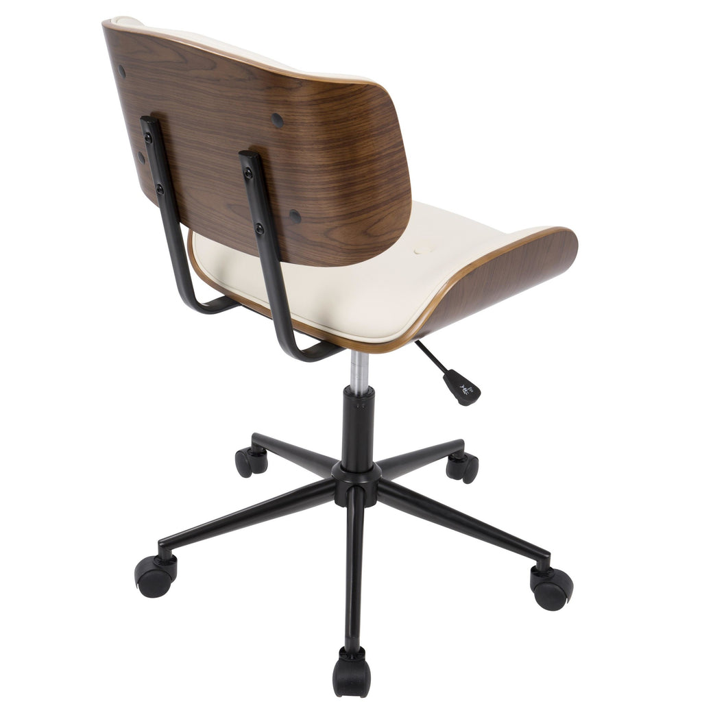 Lombardi Office Chair - Black Metal, Walnut Wood, Cream PU