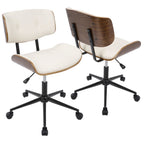 Lombardi Office Chair - Black Metal, Walnut Wood, Cream PU