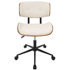 Lombardi Office Chair - Black Metal, Walnut Wood, Cream PU