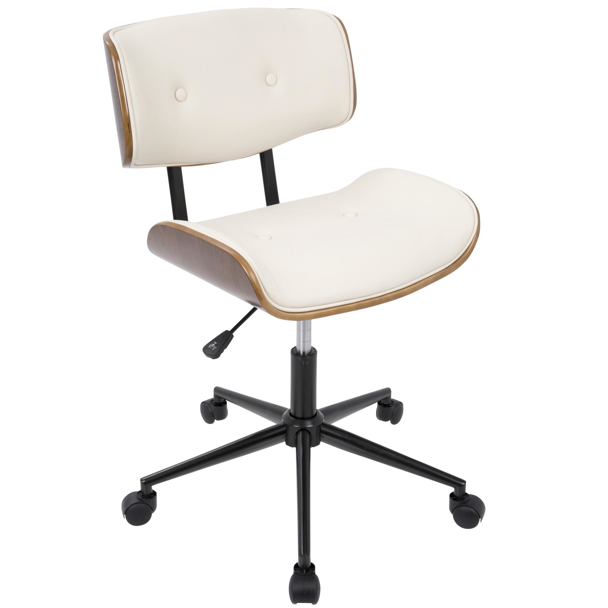Lombardi Office Chair - Black Metal, Walnut Wood, Cream PU