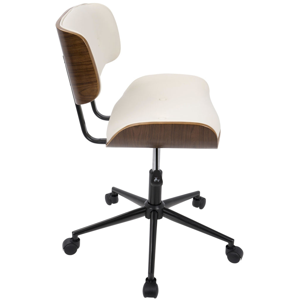 Lombardi Office Chair - Black Metal, Walnut Wood, Cream PU