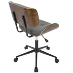 Lombardi Office Chair - Black Metal, Walnut Wood, Grey PU