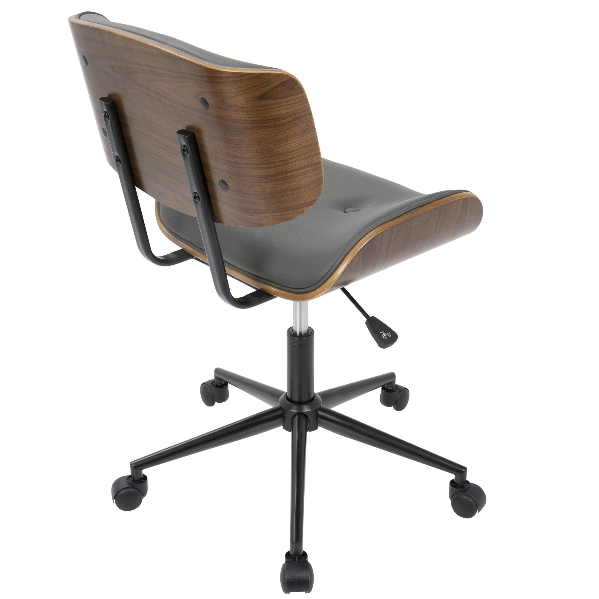 Lombardi Office Chair - Black Metal, Walnut Wood, Grey PU
