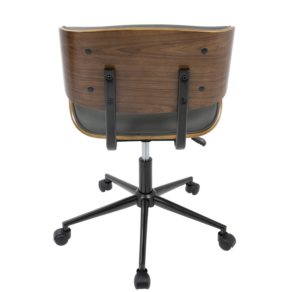 Lombardi Office Chair - Black Metal, Walnut Wood, Grey PU