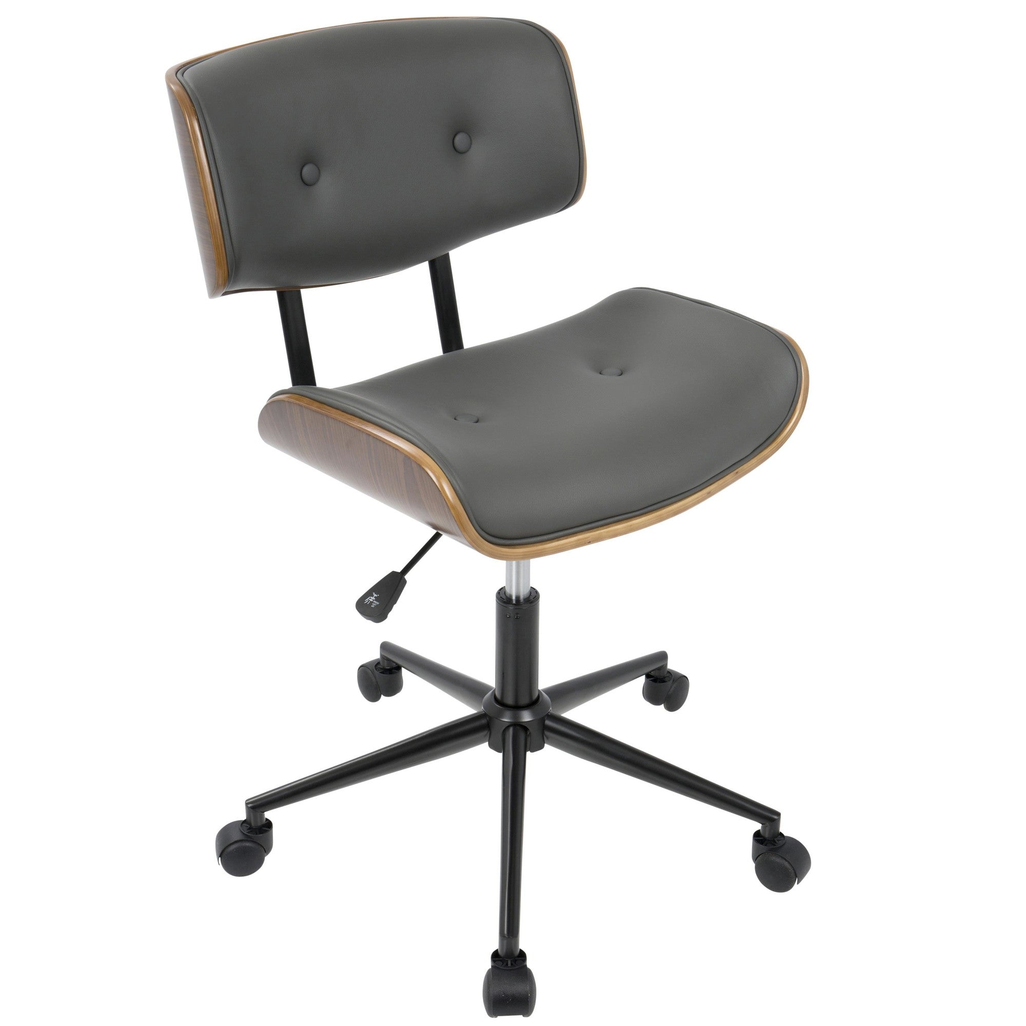 Lombardi Office Chair - Black Metal, Walnut Wood, Grey PU