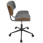 Lombardi Office Chair - Black Metal, Walnut Wood, Grey PU