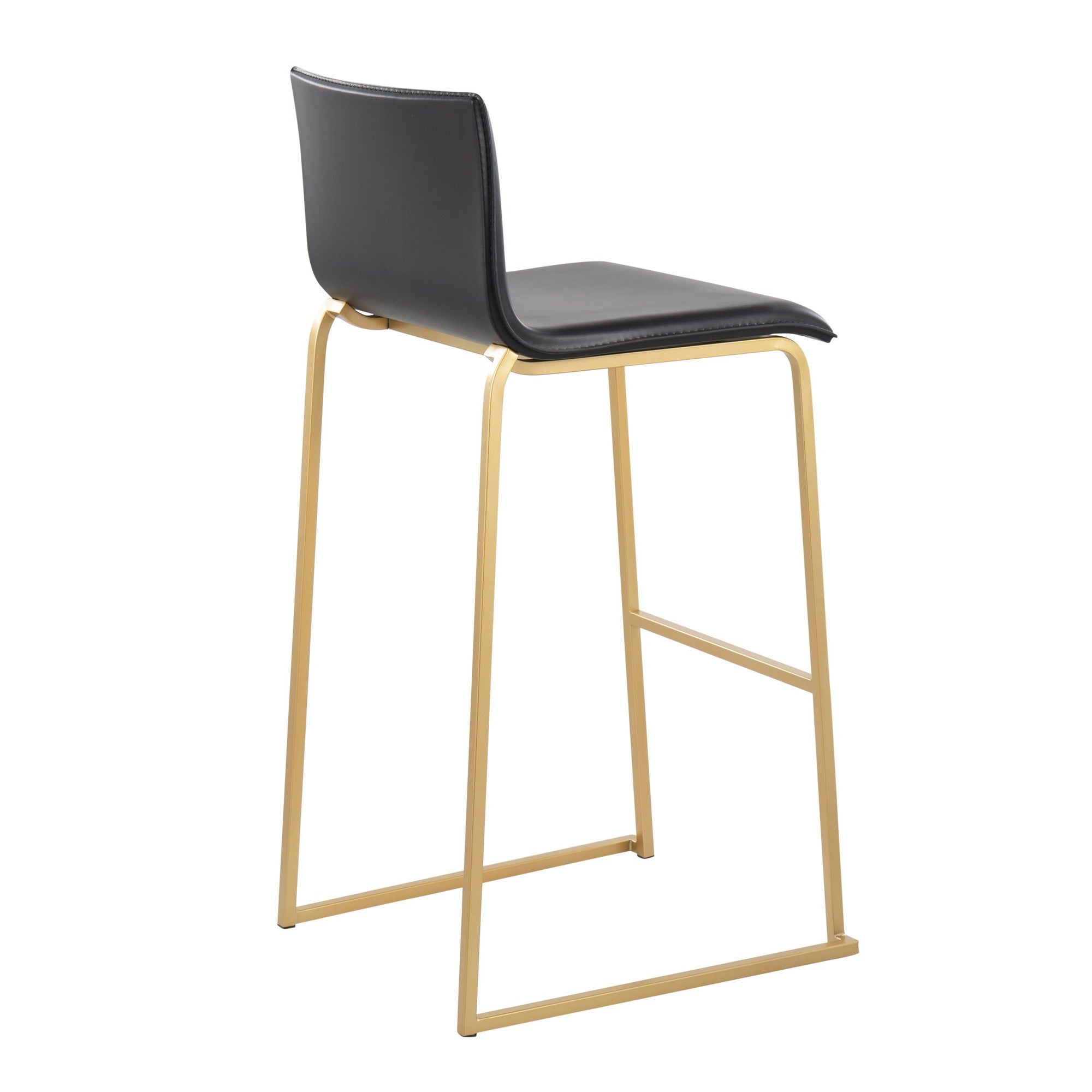 Mara 30" Fixed-Height Barstool - Set of 2 - Gold Steel, Black PU