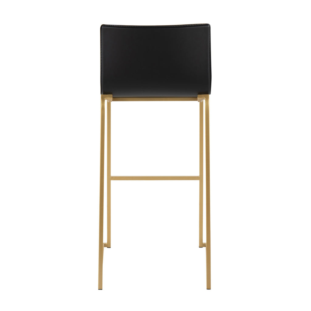 Mara 30" Fixed-Height Barstool - Set of 2 - Gold Steel, Black PU