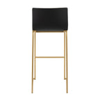 Mara 30" Fixed-Height Barstool - Set of 2 - Gold Steel, Black PU