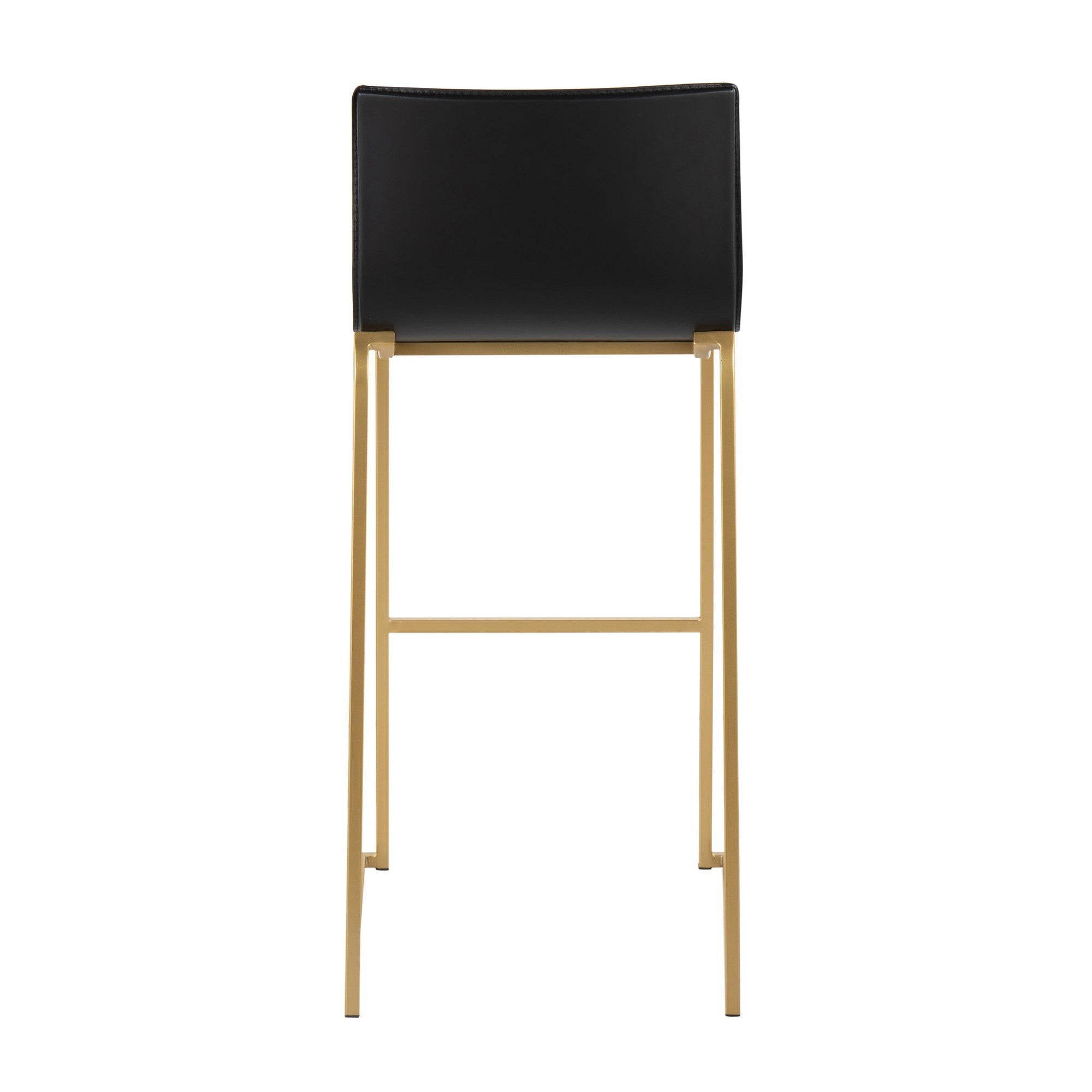 Mara 30" Fixed-Height Barstool - Set of 2 - Gold Steel, Black PU