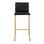 Mara 30" Fixed-Height Barstool - Set of 2 - Gold Steel, Black PU
