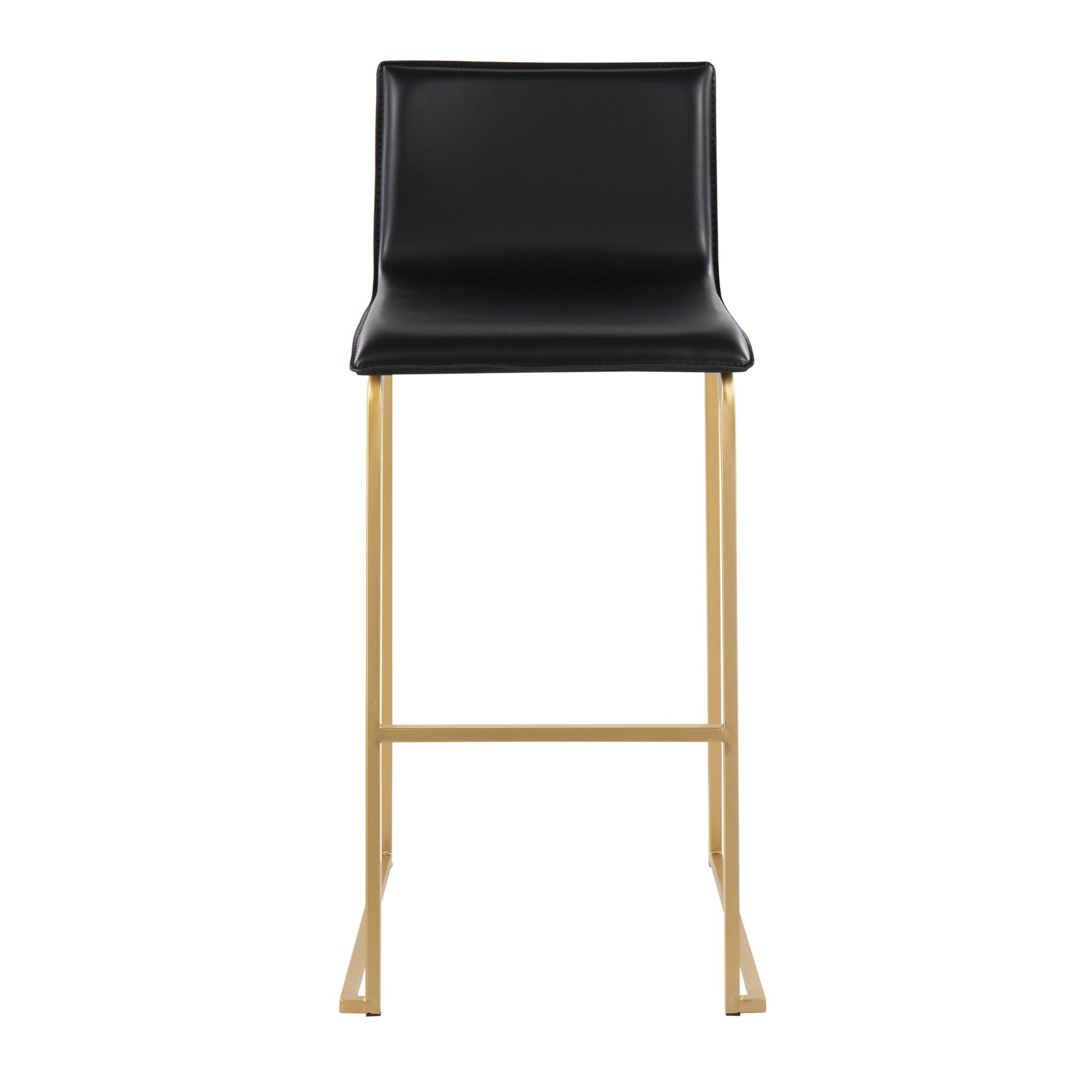 Mara 30" Fixed-Height Barstool - Set of 2 - Gold Steel, Black PU