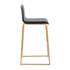Mara 30" Fixed-Height Barstool - Set of 2 - Gold Steel, Black PU