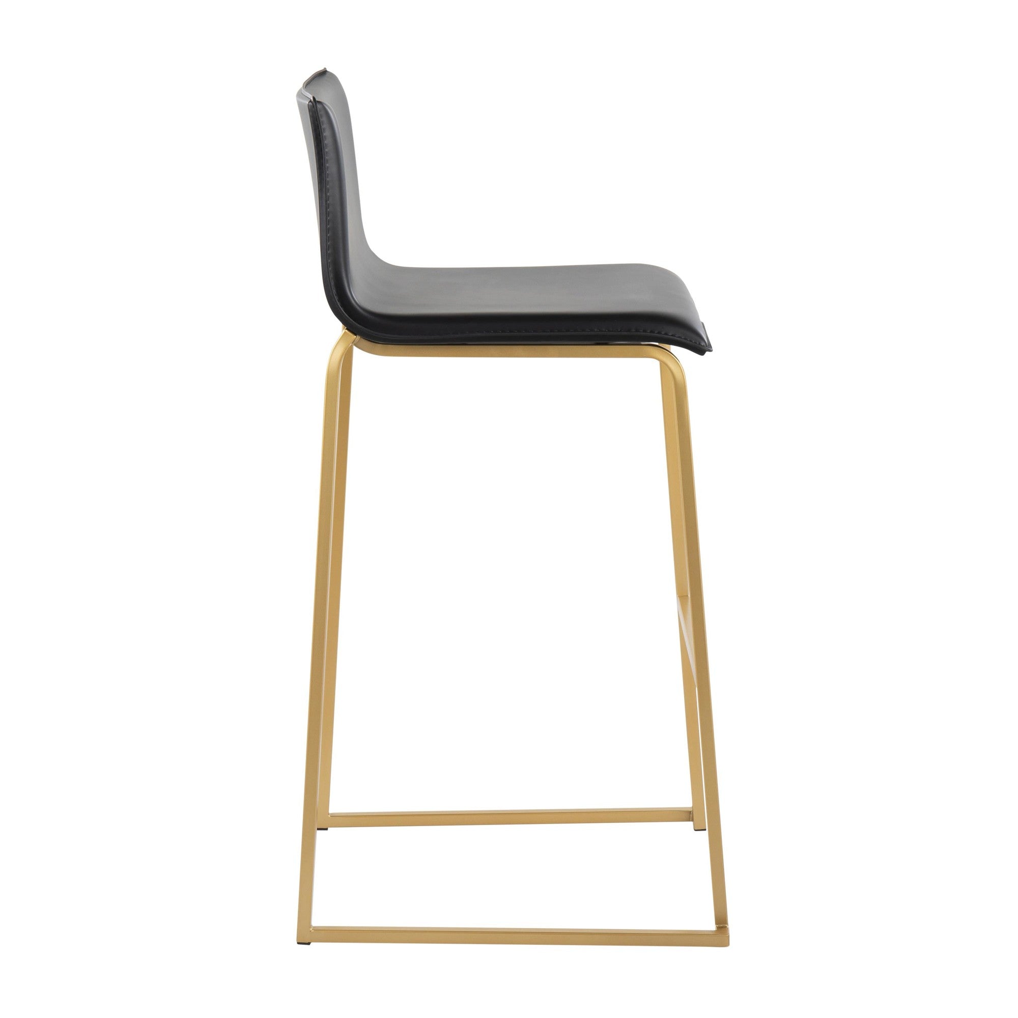 Mara 30" Fixed-Height Barstool - Set of 2 - Gold Steel, Black PU