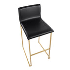 Mara 30" Fixed-Height Barstool - Set of 2 - Gold Steel, Black PU