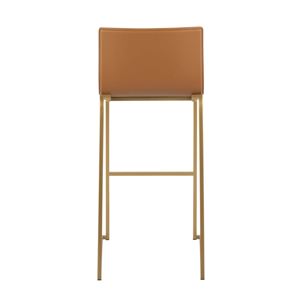 Mara 30" Fixed-Height Barstool - Set of 2 - Gold Steel, Camel PU