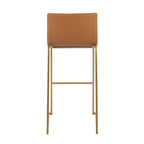 Mara 30" Fixed-Height Barstool - Set of 2 - Gold Steel, Camel PU